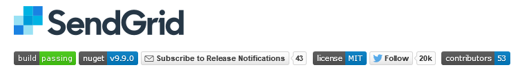 El repositorio de SendGrid muestra algunas insignias de interés.